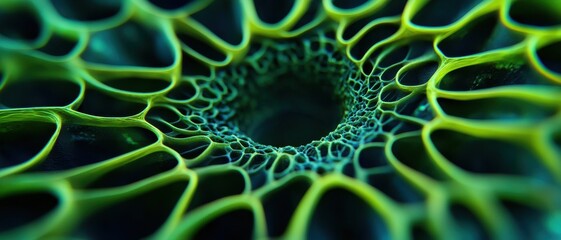 iris patterns eye striking close-up green  concept. Abstract view of green and blue organic textures resembling a cell structure.