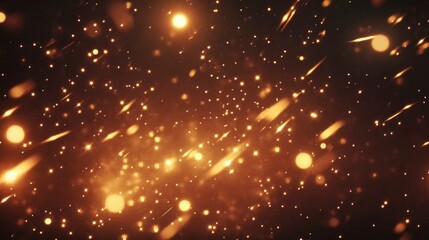 Fototapeta premium A cinematic still of a starry sky with meteors streaking across it, creating an atmosphere. The dark night sky is filled with bright stars and glowing comets.