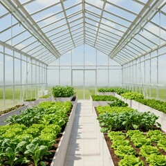 Organic Salad Greens Growing in a Mini Greenhouse Garden