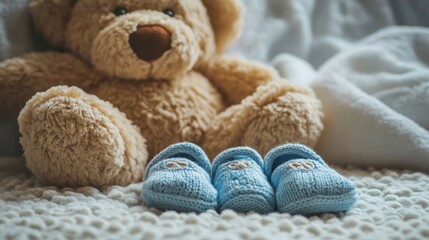 Adorable Baby Booties and Teddy Bear: A Symbol of New Beginnings