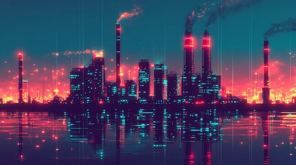 Retro futuristic background showcasing a digital grid and glowing horizon, designed in a timeless comic book illustration style