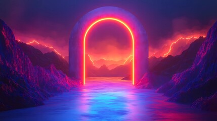 Retro futuristic background showcasing a digital grid and glowing horizon, designed in a timeless comic book illustration style