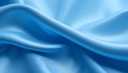Obraz premium High-Resolution 4K Image of Blue Silk Satin Fabric with Gentle Waves, Perfect for Backgrounds, Branding, and Elegant Design Needs.