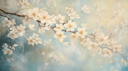 Spring blossoms fill the air with pastel colors and soft light.
