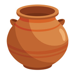 Vintage Clay Pot Isolated on White Background