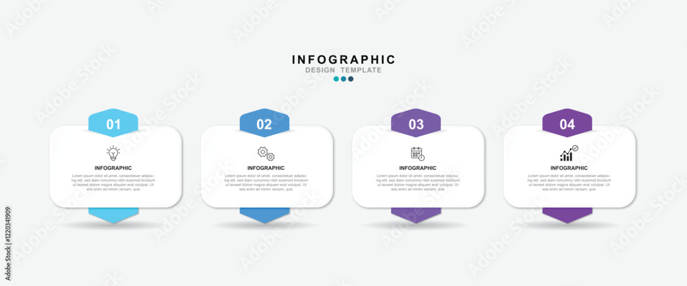 Fototapete Vector Infographic label design template with icons and 4 options or steps. for your business data. Vector Illustration.