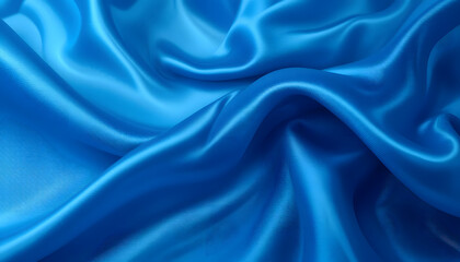 Obraz premium Smooth and Shiny Blue Silk Satin Fabric with Flowing Waves, High-Resolution 4K Close-Up for Luxury Fashion and Elegant Visual Projects.