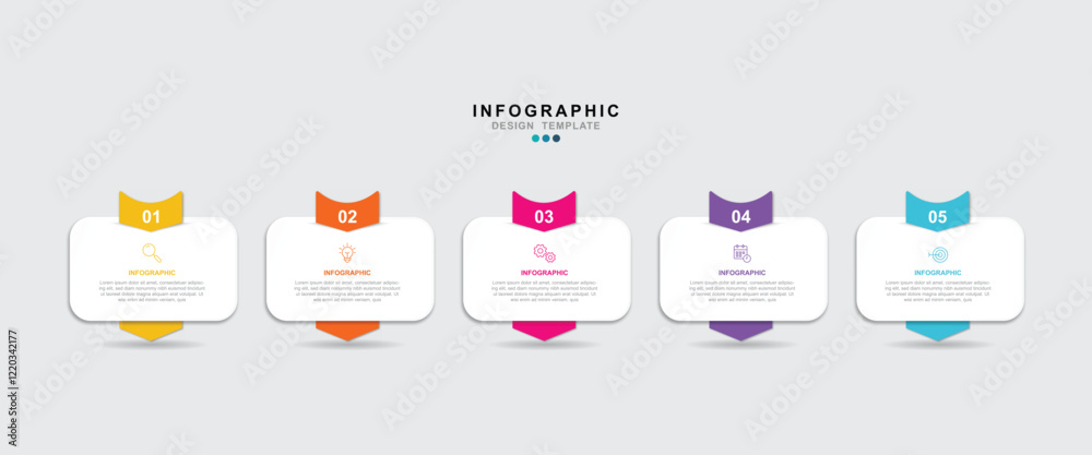 Fototapete Vector Infographic label design template with icons and 5 options or steps. for your business data. Vector Illustration.
