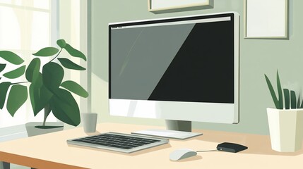 Serene Home Office Workspace: A Minimalist Digital Haven