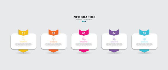 Vector Infographic label design template with icons and 5 options or steps. for your business data. Vector Illustration.