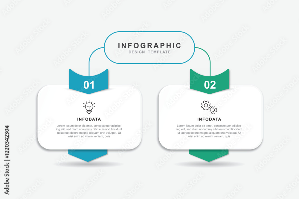 Fototapete Vector Infographic label design template with icons and 2 options or steps. for your business data. Vector Illustration.