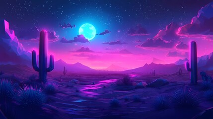 Vibrant retrowave aesthetic background with neon lights and gridlines.