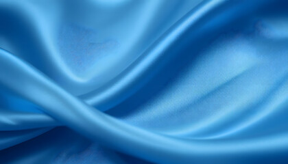 Obraz premium Smooth and Shiny Blue Silk Satin Fabric with Flowing Waves, High-Resolution 4K Close-Up for Luxury Fashion and Elegant Visual Projects.