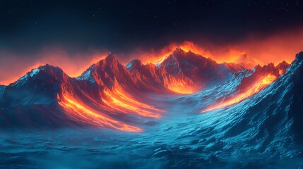 Futuristic retrowave background with glowing lights and a gradient horizon, created in a classic comic book illustration style