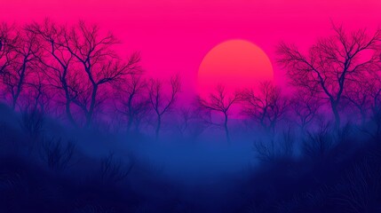 Fototapeta premium Synthwave-inspired retrowave background featuring glowing lights and gridlines, designed in a traditional comic book-inspired style