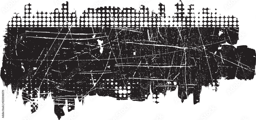Aufkleber grunge textured banner with rough edges. halftone dots texture. overlay grunge texture . simply plac