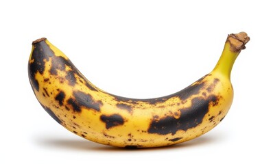 Ripe banana with black spots