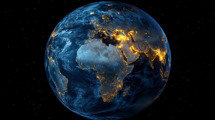 3D rendering of the Earth with a dark blue background