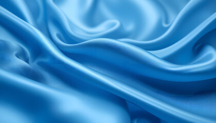 Obraz premium Luxurious Blue Satin Silk Texture in 4K Resolution, Featuring Soft Flowing Waves for Fashion, Interior, and High-End Design Projects.