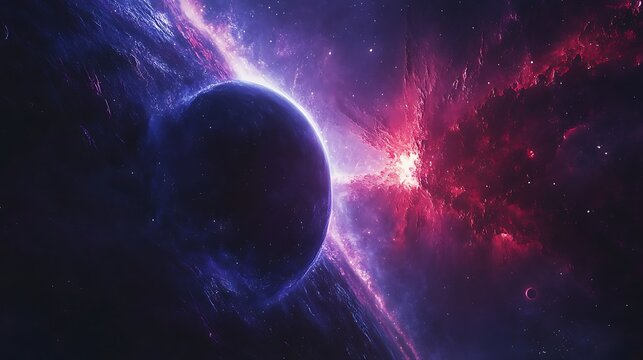 A black hole and accretion disk with blue light