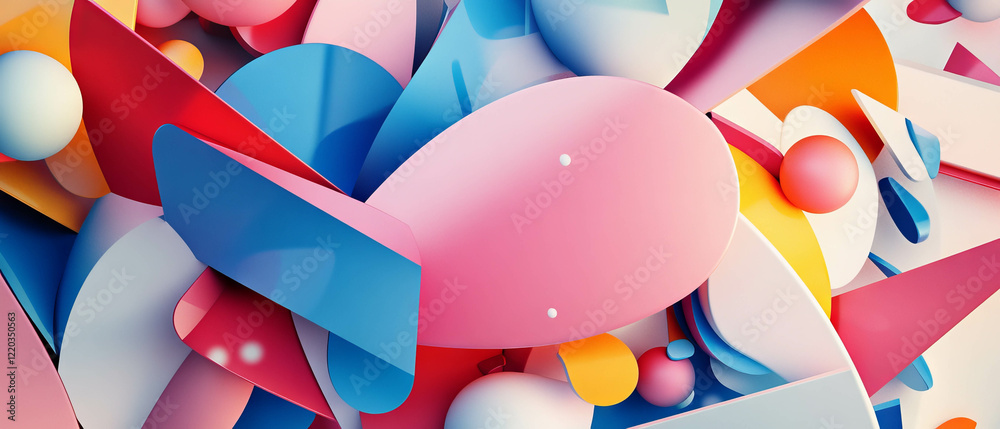 Poster dynamic exploration of 3d letters and abstract compositions in visual communication