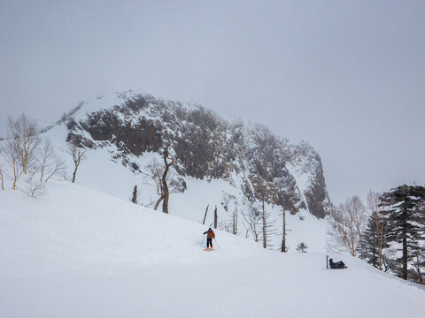 Top of the ski resort with thick clouds and fogs (Kawaba, Gunma, Japan)