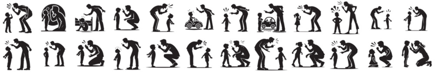 vector set of silhouette wrong parenting
