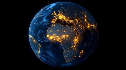 3D rendering of the Earth with a dark blue background