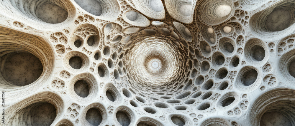 Poster exploring the harmony of arches in a captivating circular 3d pattern