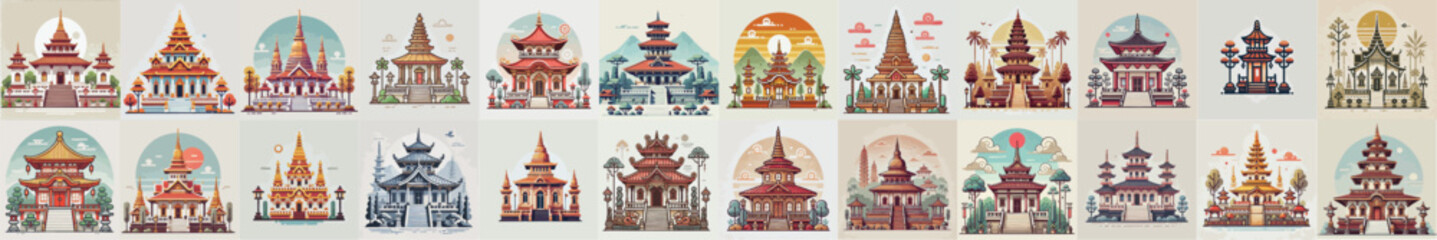 Fototapeta premium vector set of khong hu cu temple