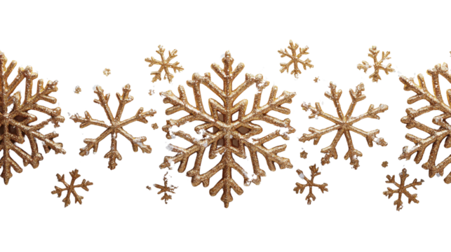golden christmas decoration gold glitter snowflake on transparent background 