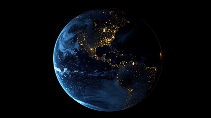 3D rendering of the Earth with a dark blue background