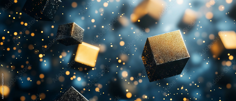 Poster dynamic abstract background of 3d cubes with geometric patterns and vibrant colors