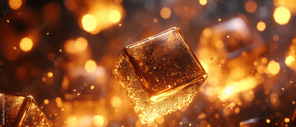 Fototapete Glitter trails follow dynamic 3D cubes creating vibrant, energetic abstract visuals