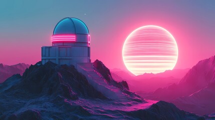 Vibrant retrowave aesthetic background with neon lights and gridlines.