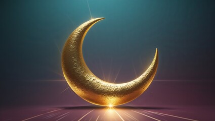 Radiant Golden Crescent on Illuminated Backdrop