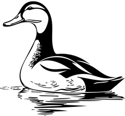 Black and white theme duck illustration