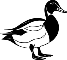 Black and white theme duck illustration