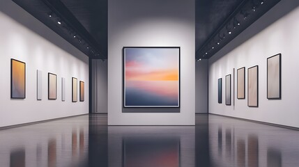 Tranquil Sunset: A Modern Art Gallery Exhibit