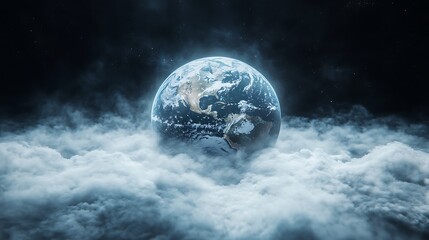 Fototapeta premium 3D rendering of the Earth with clouds around it