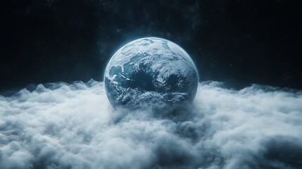 3D rendering of the Earth with clouds around it