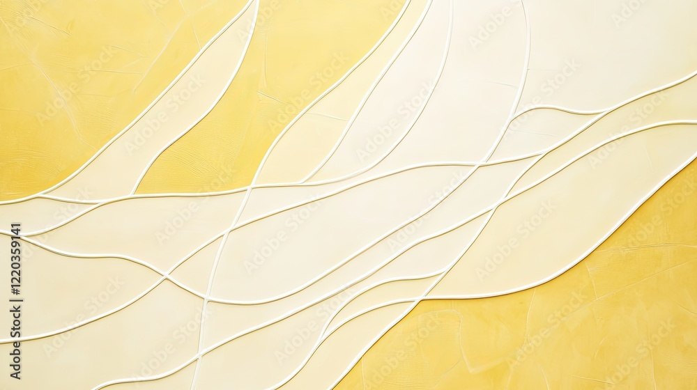 Fototapete minimalist design of white lines on a light yellow surface, showcasing clean and elegant abstract pa
