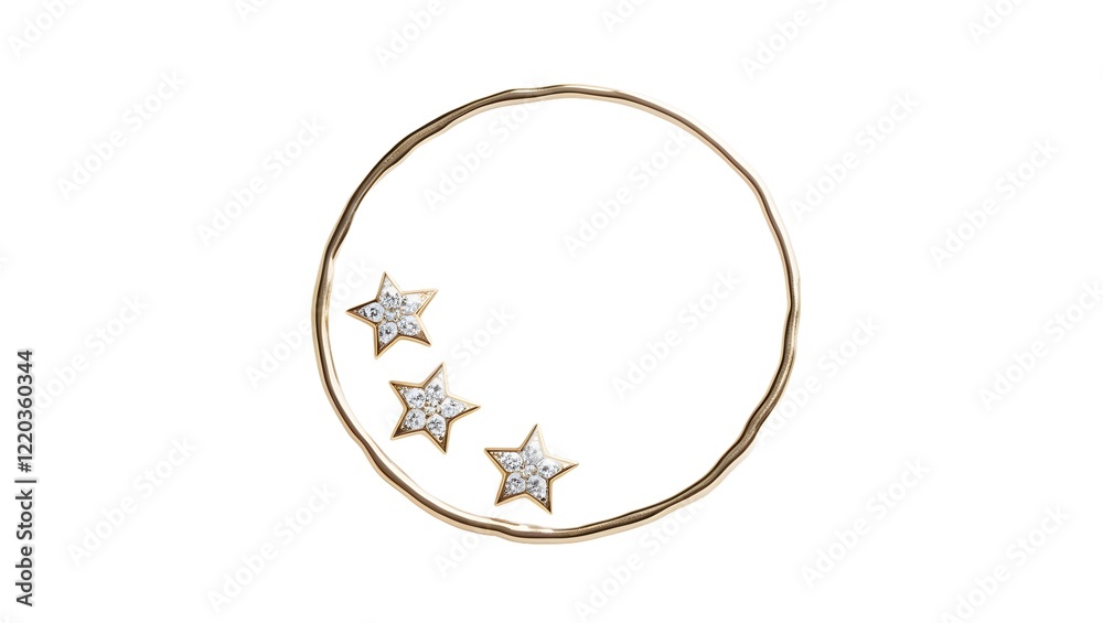 Leinwandbilder A minimalist design featuring a circular frame with three stars arranged in a cluster on a white background