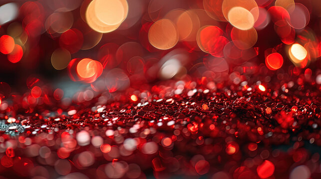 christmas lights red glistering bokeh blurry background