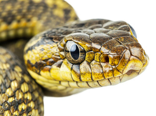 Fototapeta premium Close up of a colorful snake in natural light, cut out - stock png.