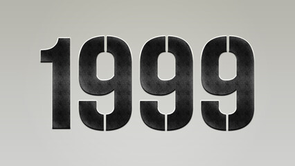 3D Bold metal number 1999 on silver background.