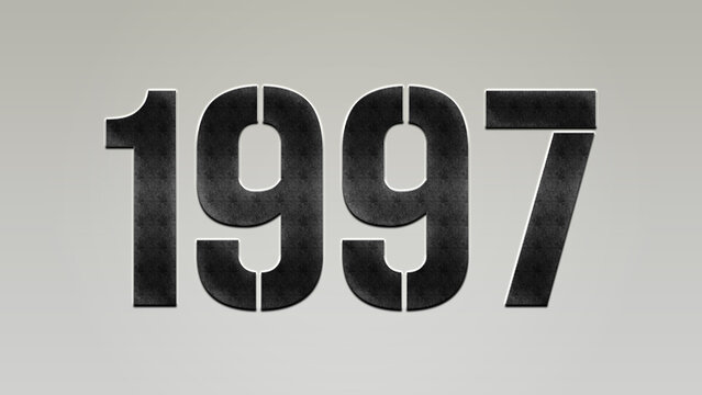 3D Bold metal number 1997 on silver background.