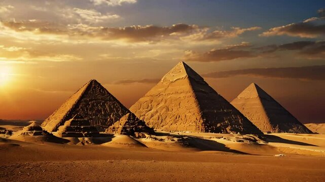 sunset over the pyramids