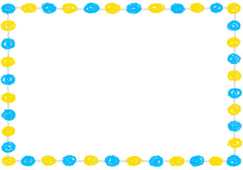 手描きのクレヨン素材　背景　北欧風のモダンなフレーム