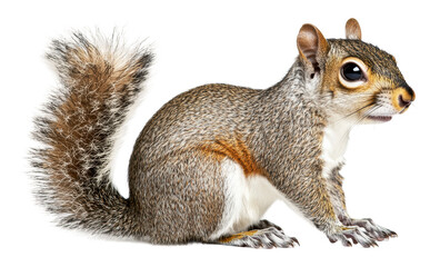 Obraz premium Squirrel sitting on a white background, cut out - stock png.